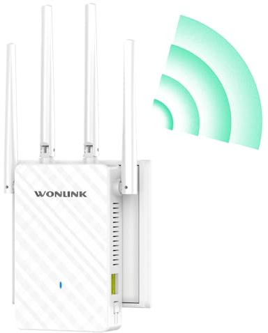 WONLINK WiFi Extender Booster 1200Mbps WiFi Booster Range Extender 5GHz & 2.4GHz Dual Band WiFi Repeater Wireless Internet Booster, Repeater/Router/AP Mode, WPS Function, UK Plug
