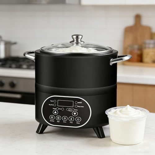 Yogurtiera 8L/12L, Yogurtiera di grande capacità for uso domestico e commerciale, 400W-600W, Controllo automatico della temperatura e timer(12L Black)