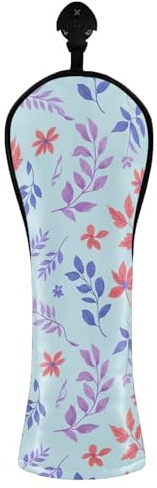 Copri mazze da golf vintage blu floreale per driver in legno ibrido in pelle PU con etichette intercambiabili, per donne e uomini
