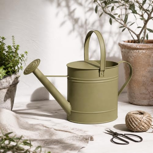 Dekorative Gießkanne Kanne Blechkanne Metallkanne Wasserkanne Garten bewässern Vintage Grün 7,5 Liter