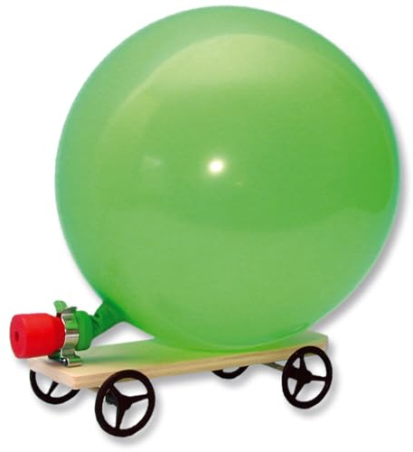 matches21 Auto/Fahrzeug mit Luftballonantrieb Luftballonfahrzeug Bausatz f. Kinder Werkset Bastelset Lernspiel ab 10 Jahren