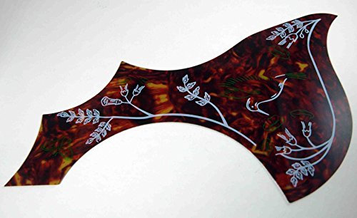 Schlagschutz Pickguard für Akustikgitarre MOD: Bird RED + 2 Plektren als Geschenk