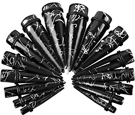Funseedrr 8 Paar Acryl Ohr Expander Dehner Dehnstab Dehnungsset Ohr Dehnstab Tunnel Piercing Schwarz und Weiß 6-20mm