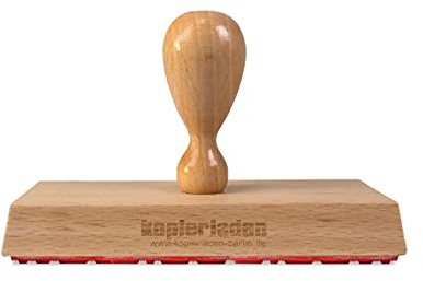Großer Holzstempel 12x5 cm mit eigenem Text und Logo personalisieren - Stempel selbst gestalten mit eigenen Motiven - optional mit Stempelkissen