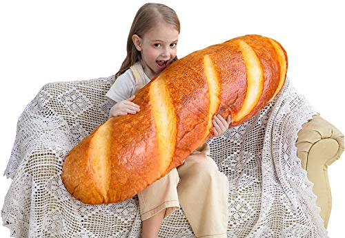 Wepop 40 in 3D Simulation Bread Shape Pillow Soft Lumbar Baguette Back Cushion Funny Food Plush Stuffed Toy
