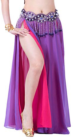 Bauchtanz Kostüm Frauen Chiffon Rock 2 Seitenschlitz Rock Lange Tanz Rock 6 Eine Größe