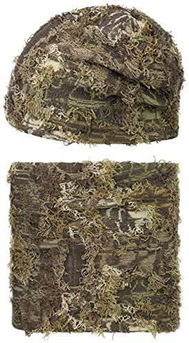 faustmann GERMANY LODENHUT MANUFAKTUR Beanie Rundschal Set Camouflage Fransendekor Damen und Herren Herbst Winter Camouflage One Size