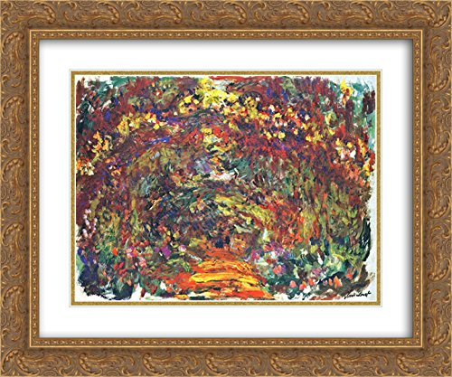 Path under the Rose Trellises, Giverny 24x20 Gold Ornate Frame and Double Matted Museum Art Print by Claude Monet