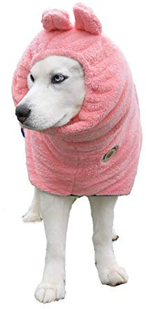 DERPYCHAPPY Premium Dog Towel Robe & Dog Bathrobe for Drying Dogs Made in Korea | Super Absorbent Quick & Adjustable Microfiber Bath Towel for Cats & Puppy Robes After Bath | Soft Warm Coat (Pink,S)