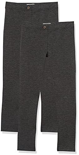 Amazon Essentials Pantaloni Uniformi in Maglia Ponte Aderenti Bambine e Ragazze, Pacco da 2, Grigio Scuro, 3 Anni
