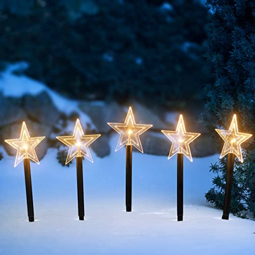 Bonetti LED Stern Gartenstecker im Acryl-Look | beleuchtet mit warm-weißen LEDs | für Innen und Außen | Weihnachtsdeko für den Garten, Balkon, Blumenkübel etc.| batteriebetrieben | Timer