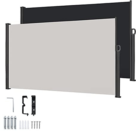 XMTECH Toldo lateral extensible para pared, toldo lateral para jardín, protección solar, protección solar y contra el viento, 200 x 300 cm, color gris