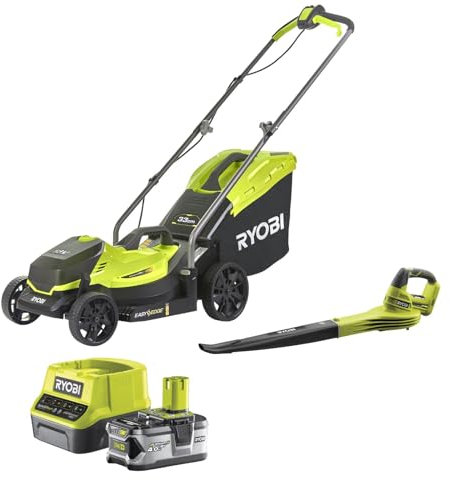 Ryobi R18LMLT1825L40 Kit tondeuse à gazon, souffleur et batterie (1x4.0Ah)