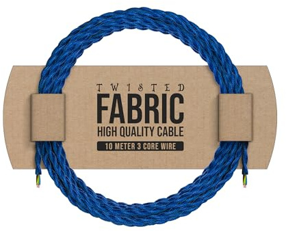 10 Meters / 32.8FT Braided Cable, LEDSONE 3 Core Electrical Cables, Vintage Braided Flex Cable Twisted Fabric Electrical Wire for DIY Lamps Industrial Pendant Lights Lighting Appliances - Dark Blue