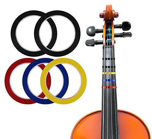 5 rollos Diapasón de Cinta de Violín, 66 mm Cinta de Violonchelo Cinta Pizarra Blanca Cinta Grafica Violín Accesorios para Principiantes Diapasón Instrumentos Orquestales (4 Colores)