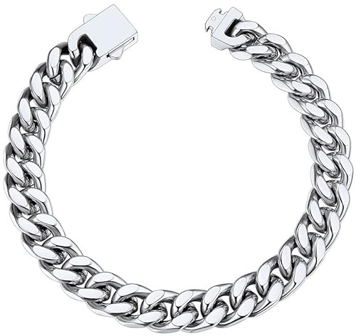 ChainsHouse Hip Hop Cuban Bracelet for Men 9mm 21cm 316L Stainless Steel Wrist Bracelet Man Bangle