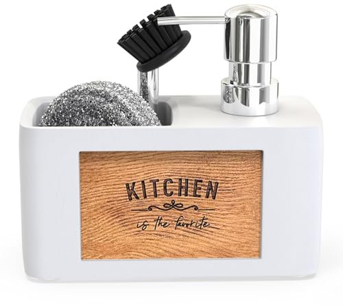 CHILL HOUSE Spülmittelspender Küche - Seifenspender Küche - Spülbecken Organizer Weiss - Kitchen Soap Dispenser - Spülorganizer Küche - Küchen Organizer