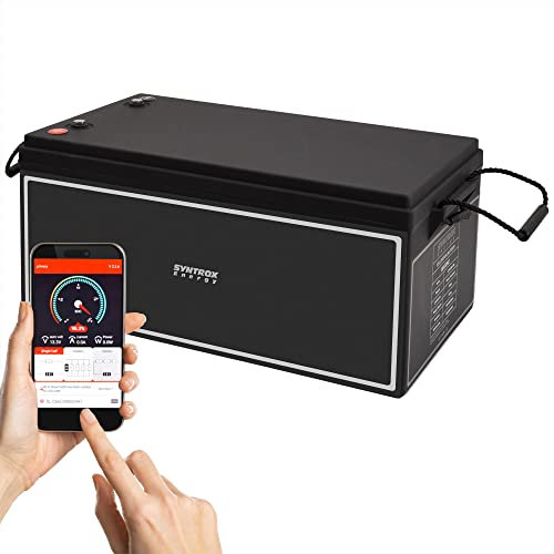 Syntrox Energy Lithium LiFePO4 Batterie Akku Gold 12,8V BMS mit Bluetooth 40Ah bis 400Ah, 4000-15000 Zyklen, 1280Wh Ausgangsleistung (300Ah)