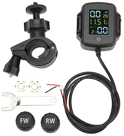 Reifendrucküberwachungssystem, Motorrad-TPMS mit 2 Externen Sensoren TPMS 12 V USB-Aufladung Hochpräzises Display 433,92 MHz ± 20,00 MHz