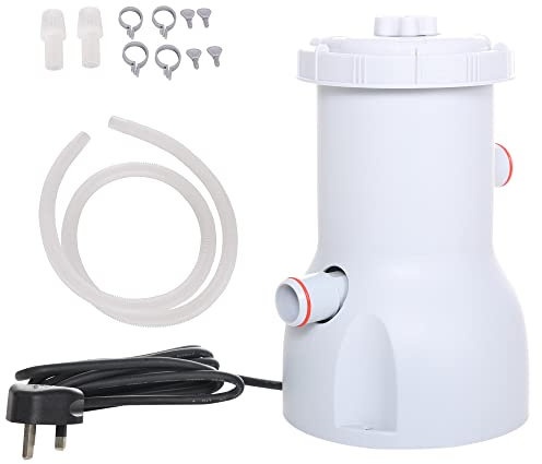Outsunny Cartridge Filter Pump for 13'-15' Above Ground Pools, 800GPH (3028 LPH) Swimming Pool Filter Pump with Hose and Hose Clamps, White