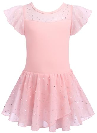 Zaclotre Girls Ballet Leotards Ruffle Sleeve Sparkle Dance Leotard Toddler Ballerina Dress Outfits