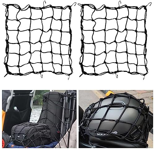 Rete per moto bagaglio, rete per ragno, moto, 2 pezzi, rete elastica, tenditore per bicicletta, 50 x 50 cm, rete per bagagli elastica, rete per bicicletta, cinghia per bagagli, moto, per bicicletta