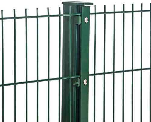 Doppelstabmattenzaun 656 | Komplett Set | Moosgrün | Zaun Set | Stabmattenzaun Pfosten mit Leiste 15-123 cm