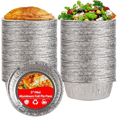 Oungy 200 PCS 4 Inch Aluminum Foil Pie Pans Disposable Mini Pie Tins Pot Pie Tins Small Pie Tins Individual Pie Pan for Pie Fruit Tarts Quiche, Easily Stack & Store, Freezer & Oven Safe