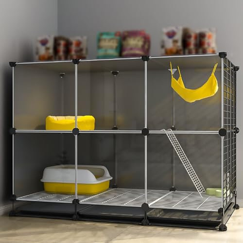 Pucaru Katzengehege für den Innenbereich, Halbgeschlossener Katzenkäfig, HD-transparente Katzenvilla, mit Rollen, Bodenwannendesign (Size : 107x47x82cm)