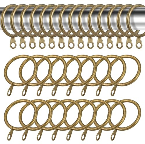 TA-VIGOR 28 anelli per tende in metallo, diametro interno 45 mm, anelli scorrevoli per drappeggi, anelli per appendere aste per tende, aste per tendaggi, bronzo antico
