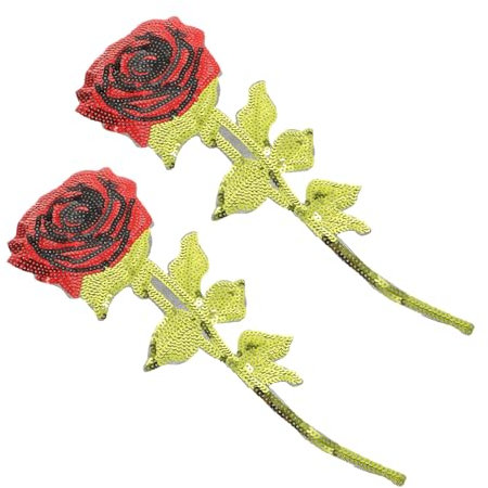 STOBOK 2St Rosen stoff aufkleber Jeans-Patch Blumenaufkleber scrapbook scheckheft DIY-Patch Rosen-Kleideraufnäher Herbst und Winter Banner Paillettenstickerei Applikationen Kleidung rot