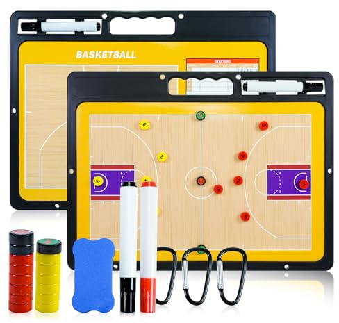 RoseFlower Basketball Taktikboard, Professional Basketball Taktikbrett Coach Board Magnetische Trainer Taktiktafel Taktikmappe mit Magnete Stifte Radiergummi - Ideal für Taktiken und Spielanpassungen