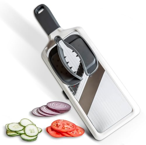 Multi Handheld Mandoline Slicer - Adjustable Stainless Steel Blade, Comfort Grip, Safety Features, Easy to Clean, Ideal for Speedy Slicing of Fruits and Vegetables