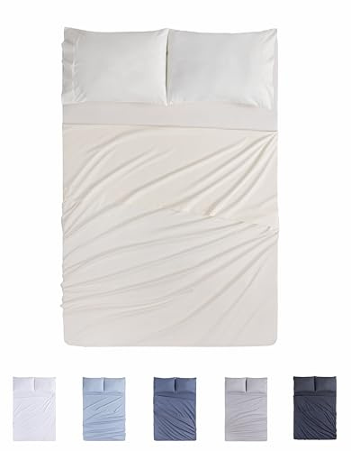 Todocama Juego de Sábanas de 4 Piezas - 4002 - Sábana Bajera Ajustable - Encimera - Dos Fundas de Almohada de 50x80cm (Cama 150x190/200 cm, Beige)