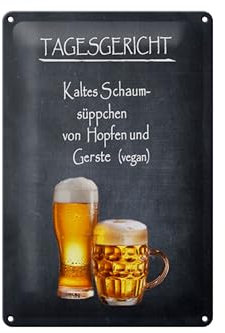 Schild Blech 20x30cm - Made in Germany - Bier Tagesgericht Schaum-Süppchen kalt Metall Deko Blechschild