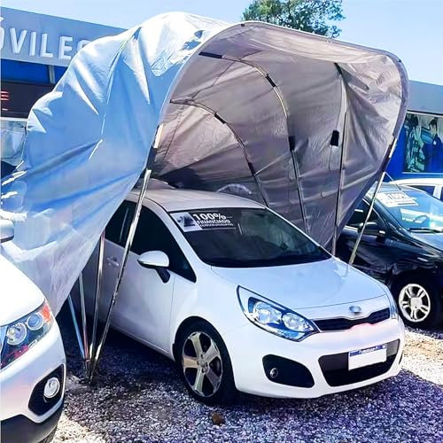 Posto auto coperto pieghevole per posto auto coperto retrattile, garage portatile per tenda da sole per auto all'aperto, posto auto coperto mobile semiautomatico per carichi pesanti (18x8.2x7.6ft )