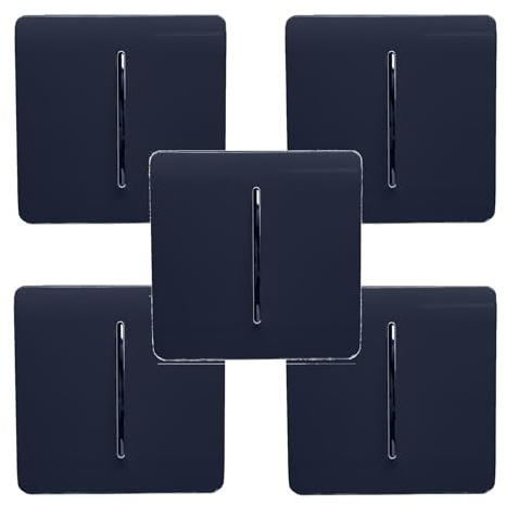 Trendi - Interruptor de luz basculante moderno de 1 o 2 vías, sin tornillos, color azul marino (paquete de 5)