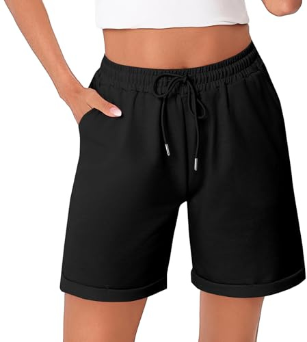 Litherday Bermuda Femme Short Sport Femme avec Poches pour Jogging Running Fitness d’Été Doux et Respirant