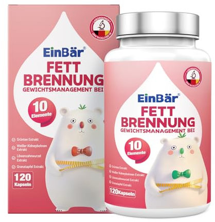 Stoffwechsel 10-fach pflanzlicher Komplex mit Grüntee L-Carnitin, Kurkuma Löwenzahn weißen Kidneybohnen Synergieformel Vegan 120 Kapseln fett EinBär Grüntee