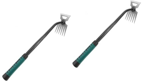 BESPORTBLE 2piezas Rastrillo De Jardín Portátil Para Deshierbe Herramienta Manual De Jardinería Mango Ergonómico Para Extraer Malezas Huertos y