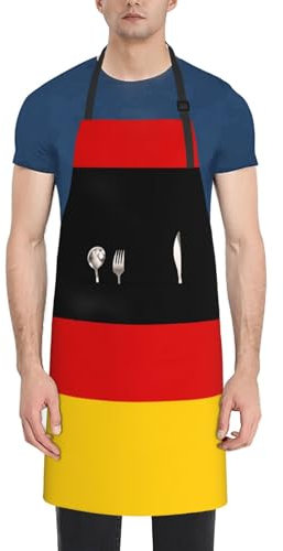 VPPUR Arbeitsschürze mit deutscher Flagge, 71 x 83 cm, wasserdicht, für Erwachsene, stilvoll, funktional, Malschürze, Schwarz, Einheitsgröße