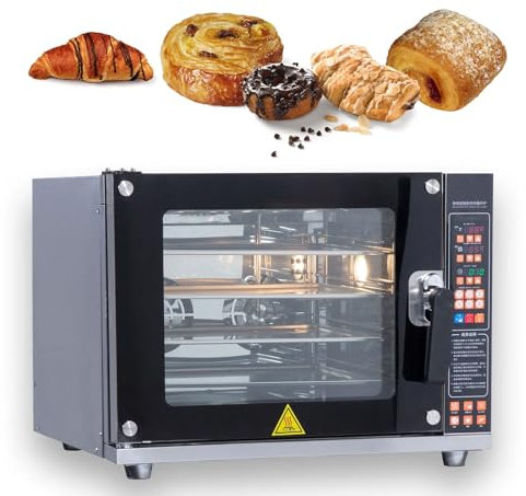 60L Commercial Convection Oven - 4500W 4-Tier Electric Baking Oven with 0-350℃ Temperature Control and Intelligent Panel for Baking Bread, Roasting Duck, Turkey, Chicken, and Pizza
