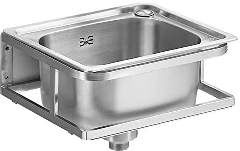 Wandwaschbecken, Waschtisch, Edelstahl, kleines Handwaschbecken mit Wasserhahn und Abfluss, gewerbliches Mehrzweckwaschbecken, Badezimmerwaschbecken mit Handtuchhalter, für Hotel/Toilette/Outdoor (Se