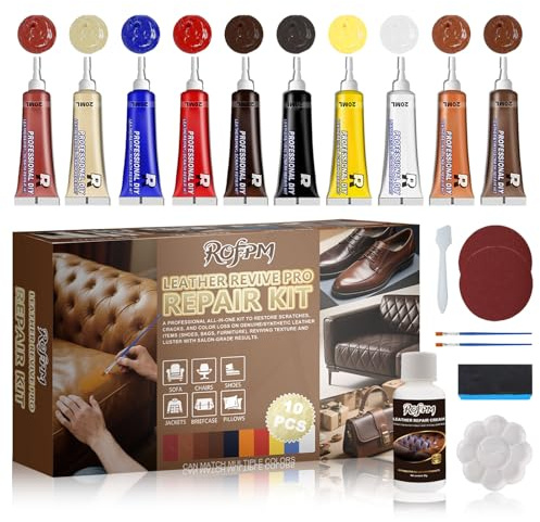 Kit Riparazione Pelle, 10 Colori Crema di Riparazione, Kit di Riparazione in Pelle Misti, Balsamo Riparazione Pelle, per Divano, Giacca Seggiolino Auto, Cappotti Crack, Buchi, Usura