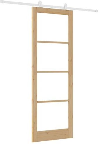 vidaXL Porta Scorrevole ORKDAL Marrone 83 x 232 cm Legno e metallo, Design Sala da Pranzo, Porte Scorrevoli Moderne, Opzioni in Legno di Pino e Metallo per Ottimizzare Spazi