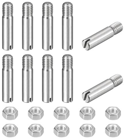 sourcing map 10 perni cilindrici con intaglio, M5 x 22 mm, in acciaio inox 304, con filettatura esterna, viti con scanalatura con dado per installazione di mobili per armadi (GB878)