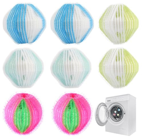 Pet Hair Remover for Laundry, 8 PCS Reusable Fluff & Lint Remover, Dryer Balls, Lint Fur Removal Laundry Balls for Washer, Anti Tangle Washing Machine Hair Collector for Pet Owners