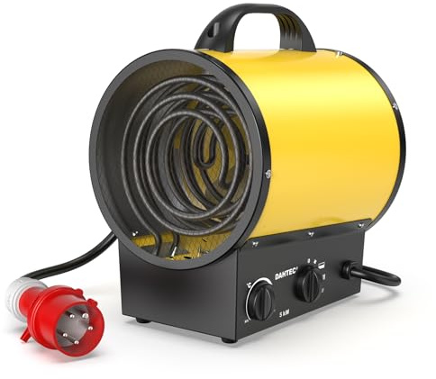 DAHTEC Tragbar Heizlüfter Klein 5000 Watt Bauheizer Bautrockner Elektro Heizstrahler mit Thermostat Heizgebläse mit Tragbarer Griff für Innen- Außeneinsatz