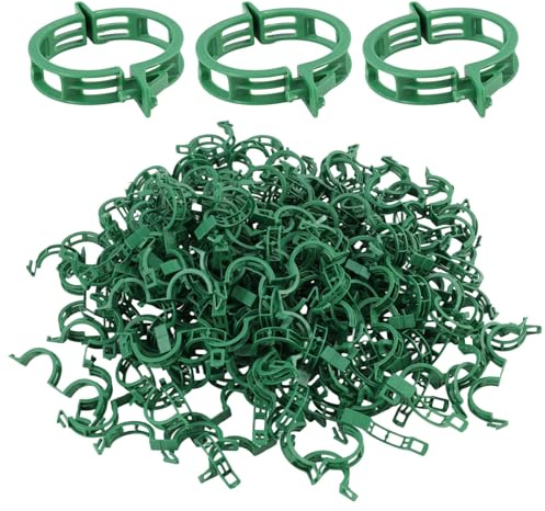 200 Stück Pflanze Clips – Hochwertige Kunststoff-Tomatenringe und Pflanzenklammern zur Unterstützung von Gemüse, Tomaten, Gurken, Weinreben und Blumen – Wetterfest und Einfach zu Bedienen – Grün