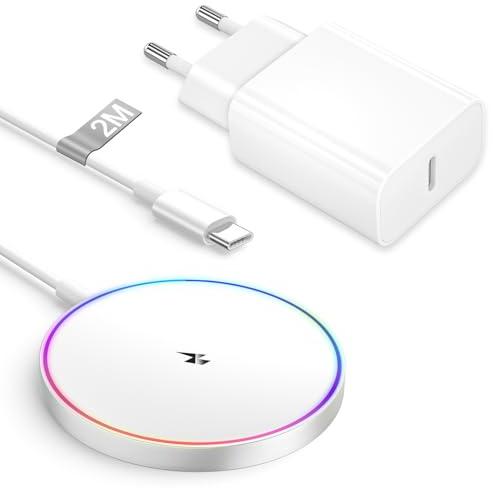 Chargeur Induction iPhone 2M, 15W Chargeur Mag-Safe avec Char-geur USB C pour Apple iPhone 17/16/15 Pro Max/15 Plus/15 Pro/15/14 Pro/13/12/11/8,Charge Rapide Chargeur sans Fil iphone a Induction